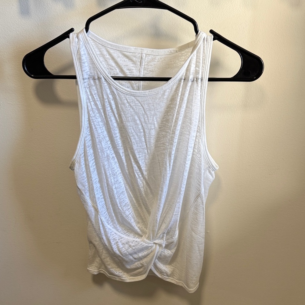 Lululemon White Sleeveless Twist Front Top
